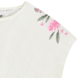 Φαρδιά πλεκτή μπλούζα με ελαστική πλέξη και κοντά μανίκια για κορίτσι 