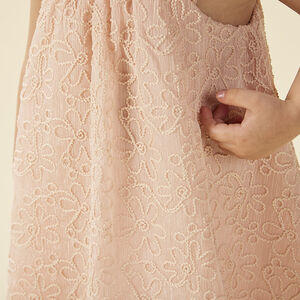 Robe sans manches bi-matière avec cording floral pour bébé fille 