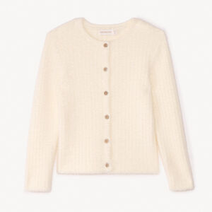 Γούνινο πλέγμα μπουφάν με ραφές για κορίτσι 