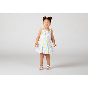 Robe à bretelles volantées imprimé marguerites pour bébé fille 