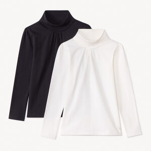 Σετ από 2 μονόχρωμα μπλουζάκια με ζιβάγκο για κορίτσι 