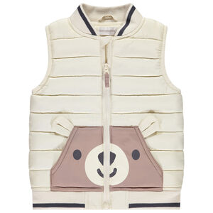 Αμάνικο μπουφάν με τσέπη αρκουδάκι για bebe αγόρι 