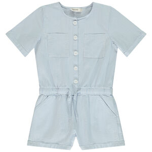 Ολόσωμο σορτ σε seersucker ριγέ για κορίτσι 