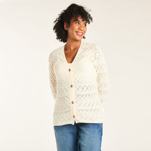 Γυναικείο πλεκτό ζακέτα μακρύ μανίκι σε μονόχρωμο σχέδιο. 