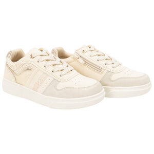 Αθλητικά παπούτσια χαμηλά με γυαλιστερή και πούλιες, με φερμουάρ για κορίτσι 