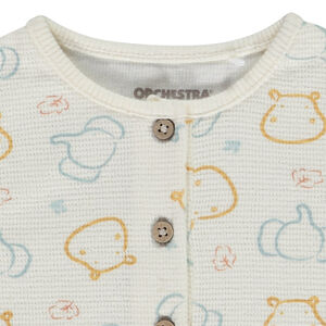 "Αμάνικη μπαρμποτέζα από ύφασμα σε σχέδιο κηρήθρας με εκτύπωση ζώων για μωρό αγόρι" 