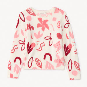 Πλεκτό πουλόβερ με μακριά μανίκια και ψηφιακή εκτύπωση για κορίτσι 