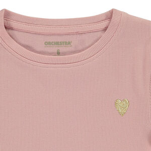 T-shirt μακρυμάνικο ριπ με κέντημα χρυσής καρδιάς για κορίτσι 