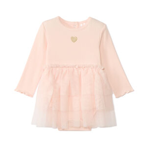 Φόρεμα body effet 2 σε 1 με τούλι και glitter για bebe κορίτσι 