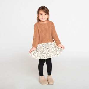 Φόρεμα effet 2 σε 1 bi-matière φαντεζί για bebe κορίτσι 