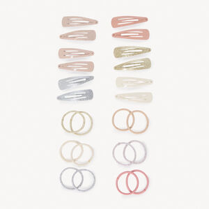 Σετ 12 κλιπ μαλλιών και 12 μικρά λαστιχάκια για κορίτσι 