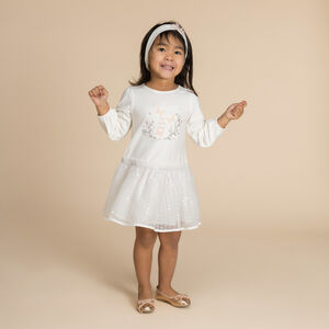 Φόρεμα γιορτής 2 σε 1 από δύο υφάσματα για κορίτσι μωρού 