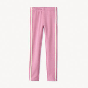 Μακρύ πλεκτό molleton με μονόχρωμες και αντιθετικές ρίγες για κορίτσι 