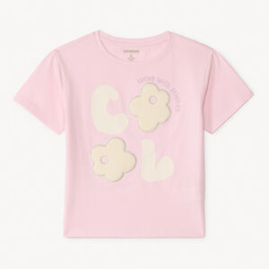 T-shirt με κοντό μανίκι και βελούδινα πατσαβούρα για κορίτσι 