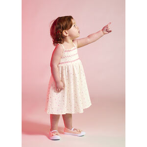 Φόρεμα με τιράντες από βαμβακερή γάζα με λουλούδια για μωρό κορίτσι 