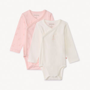 Σετ 2 πλεκτά bodies με μακριά μανίκια και σχέδια λαγουδάκια για μωρό κορίτσι 