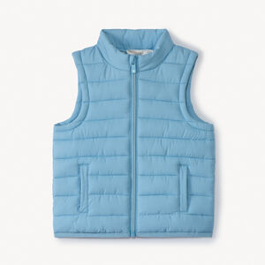 Αμάνικο μπουφάν από υφασμάτινο καπιτονέ μονόχρωμο για bebe αγόρι 