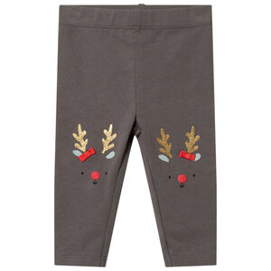 Λεγγίνγκ από βαμβάκι με σχέδιο ελαφιών και πούλιες, χριστουγεννιάτικη διάθεση 