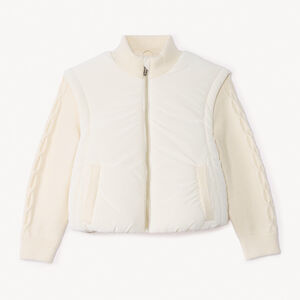 Μπουφάν διπλού υλικού με πάνινο και πλεκτό ψηλό γιακά για κορίτσι 