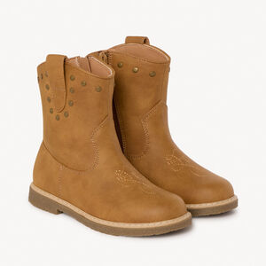 Καφέ μποτάκια με φερμουάρ στυλ καουμπόι για κορίτσι 