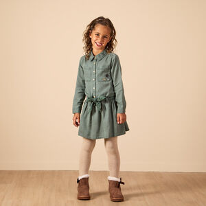 Φόρεμα μακρυμάνικο στυλ πουκαμίσου με ζώνη για κορίτσι 