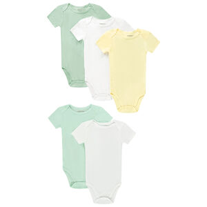 Σετ από 5 μονόχρωμα κοντομάνικα σώματα για μωρό 