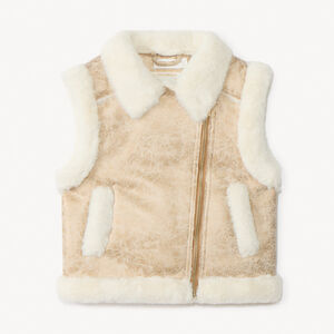 Αμάνικο μπουφάν με επένδυση ψεύτικης γούνας για κορίτσι 