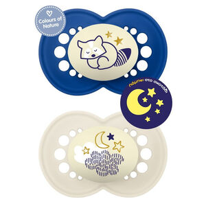 Mam Ορθοδοντικές Πιπίλες Σιλικόνης Νυκτός Original για 6-16 μηνών, 2τμχ 