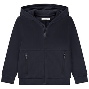 Γιλέκο μονόχρωμο με κουκούλα και φερμουάρ για αγόρι 