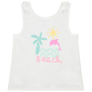 Αμάνικο μπλουζάκι jersey με φιόγκους και φαντεζί glitter print για bebe κορίτσι 