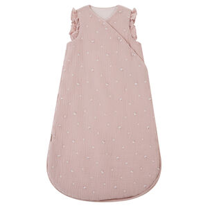 Αμάνικος υπνόσακος κεντημένος από βαμβακερή γάζα TOG 2 Promenade Bucolique ροζ 