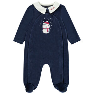 Φορμάκι από βελουτέ με κεντημένο γιακά για αγόρι. 