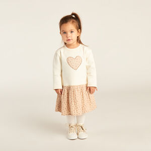 Φόρεμα διπλής ύφανσης με εφέ 2 σε 1 με πουά για κορίτσι μωρό 