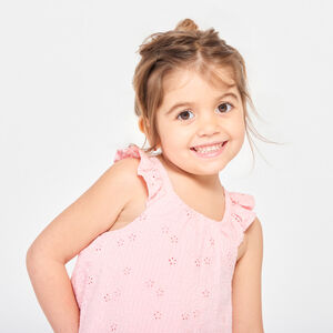 Φόρεμα με σταυρωτό πίσω και δαντέλα για μωρό κορίτσι 