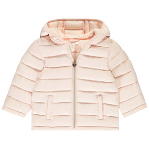 Μπουφάν λεπτό από πάνινο καπιτονέ μονόχρωμο για μωρό κορίτσι 