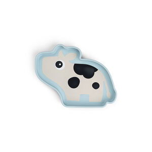 Πιάτο Dotti μπλε σε σχήμα αγελάδας με βεντουζωτή βάση από σιλικόνη τροφίμων 